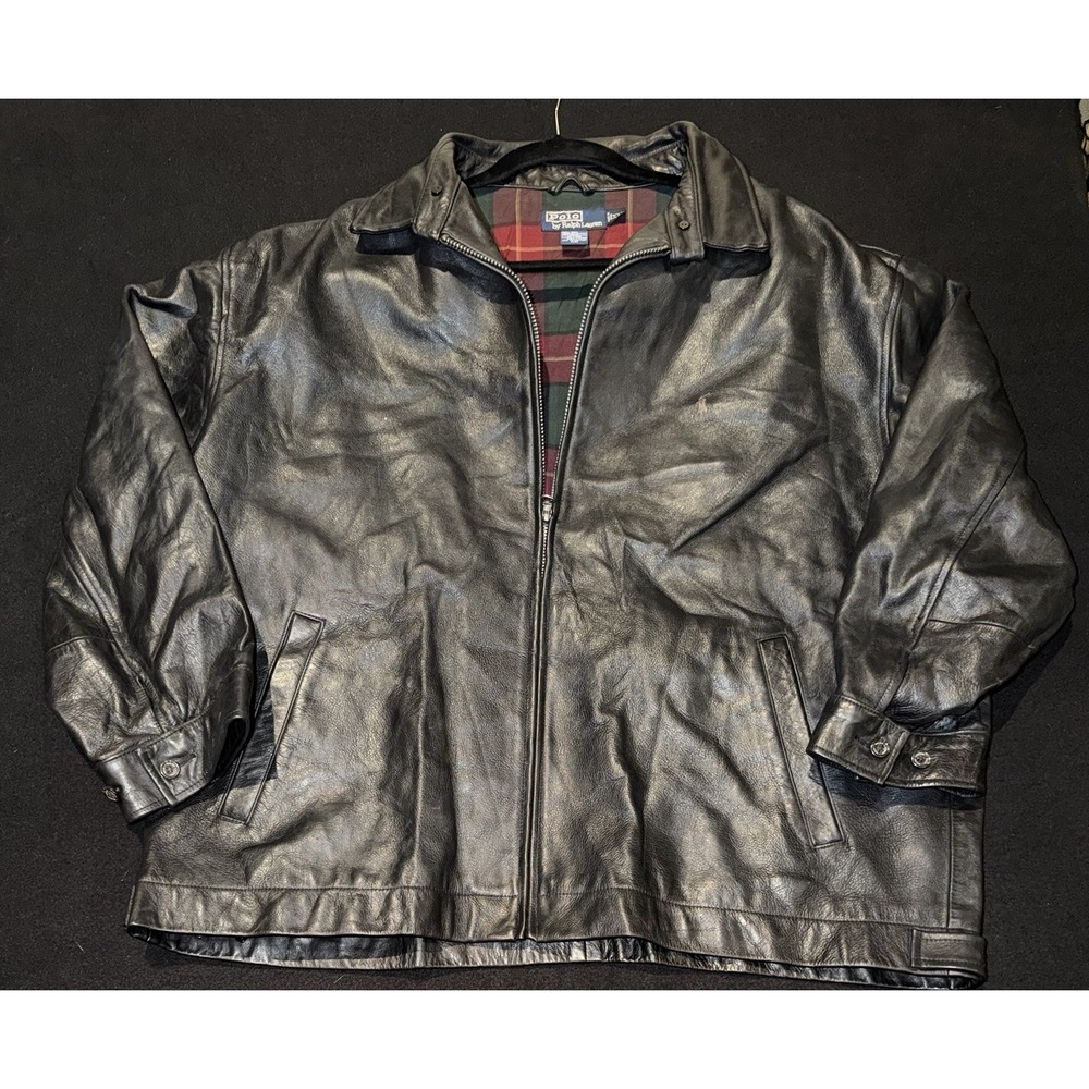 Polo Ralph Lauren 100% Genuine Leather Christmas Plaid Lining Mens XXL